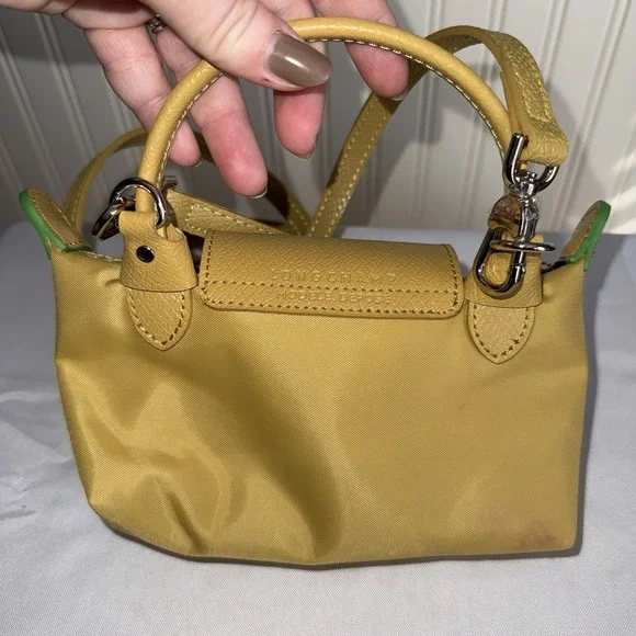 Longchamp Le Pliage XS Mini Tote Crossbody Shoulder Bag Handbag Yellow EUC - Picture 6 of 16